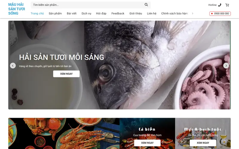 Xem thử Mẫu hải sản tươi sống