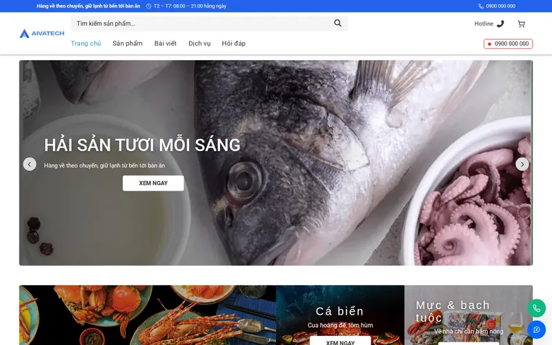 Xem thử AIVA0019 - Website hải sản tươi sống