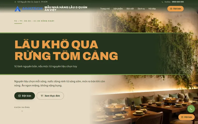 Xem thử AIVA0020 - Website nhà hàng lẩu