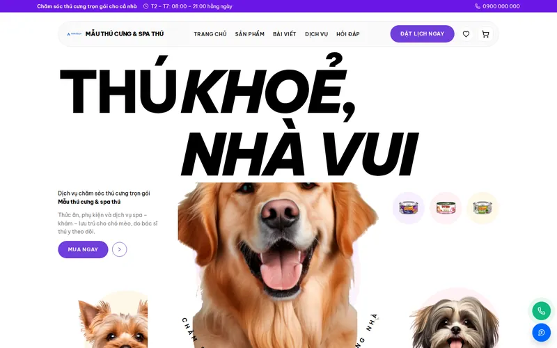 Xem thử AIVA0014 - Website thú cưng & spa thú
