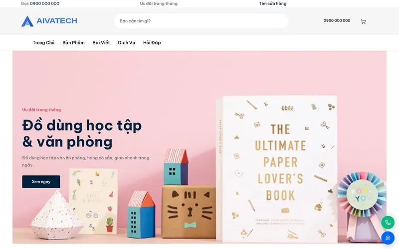 Xem thử AIVA0008 - Website văn phòng phẩm