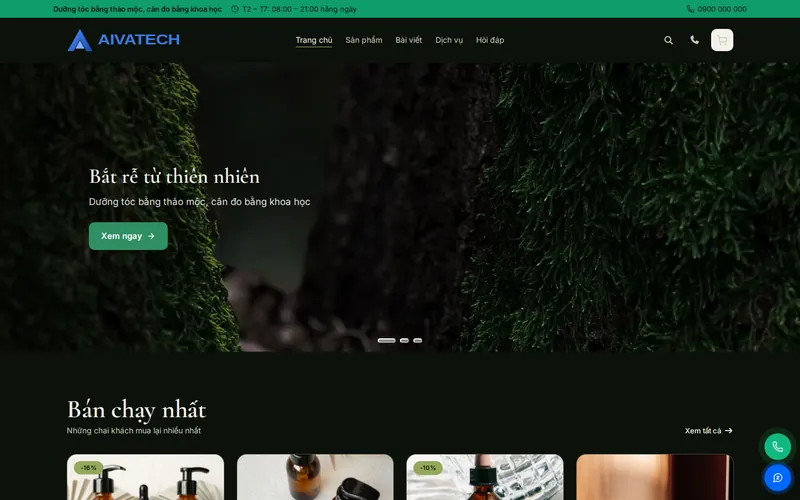 Xem thử AIVA0025 - Website mỹ phẩm thảo mộc