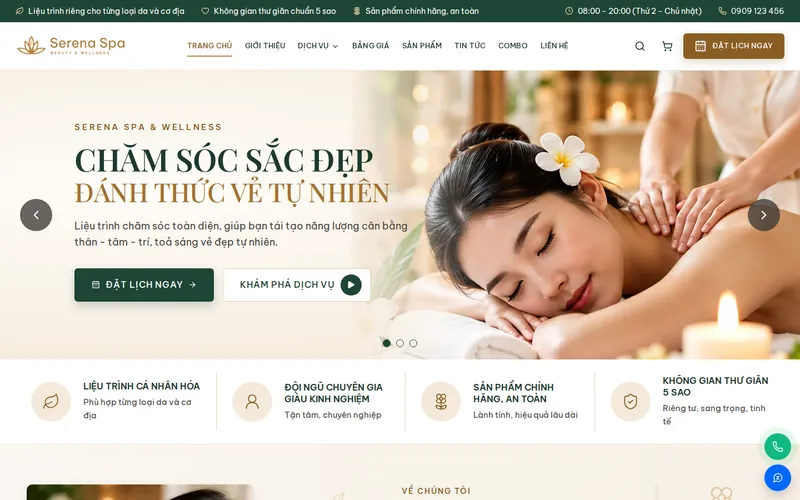 Xem thử AIVA0052 - Website spa & chăm sóc sắc đẹp