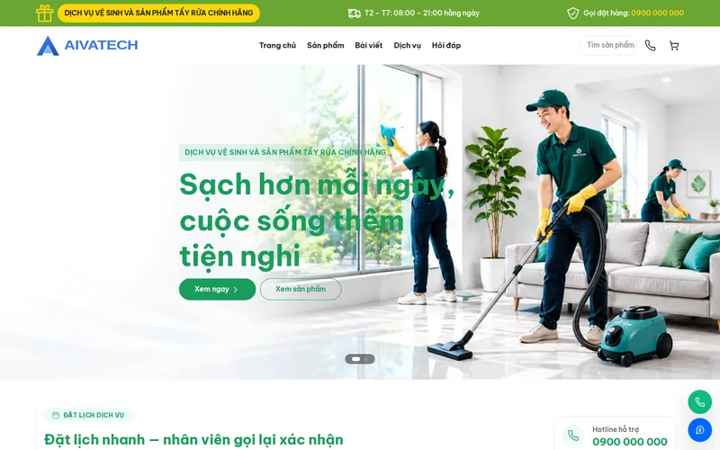 Xem thử AIVA0013 - Website hoá chất tẩy rửa