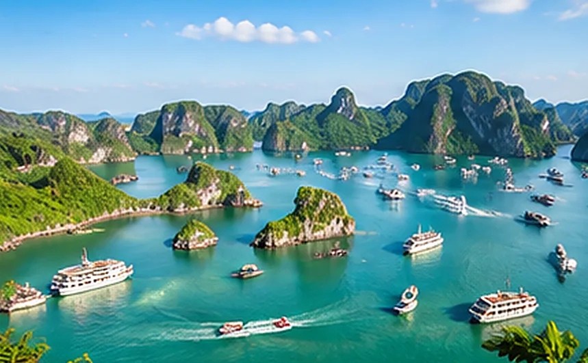 Từ các điểm cao trên Núi Nhỏ, bạn nhìn thấy trọn vịnh biển và tàu thuyền neo đậu ngoài khơi