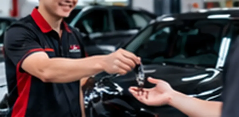 Cố vấn dịch vụ giải thích phiếu bảo dưỡng và mốc hẹn tiếp theo khi bàn giao xe
