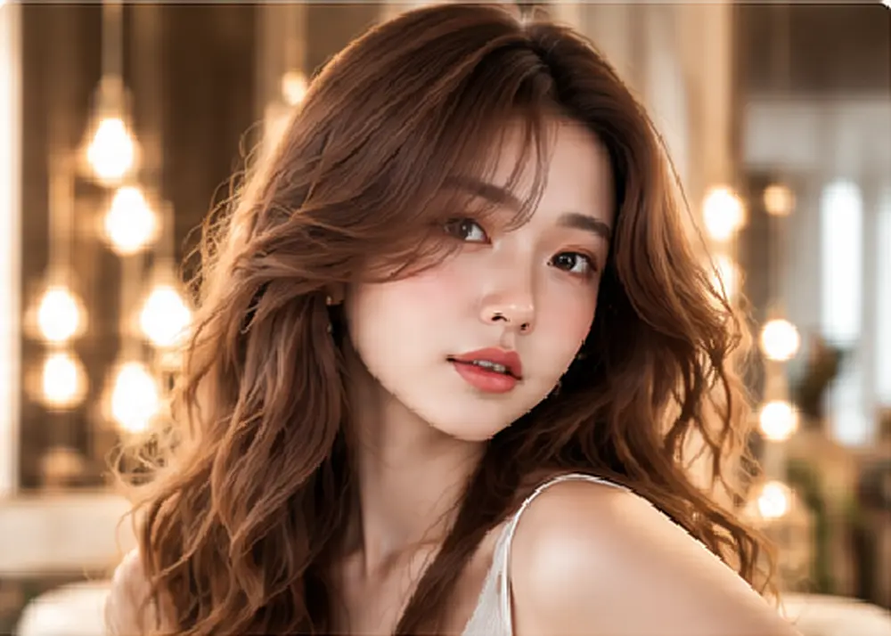 Mái tóc layer bươm bướm dài ngang lưng với các tầng ngắn xòe nhẹ quanh khuôn mặt