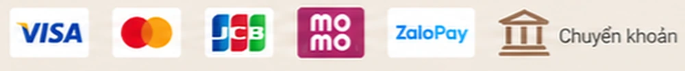 VISA, Mastercard, JCB, MoMo, ZaloPay, Chuyển khoản